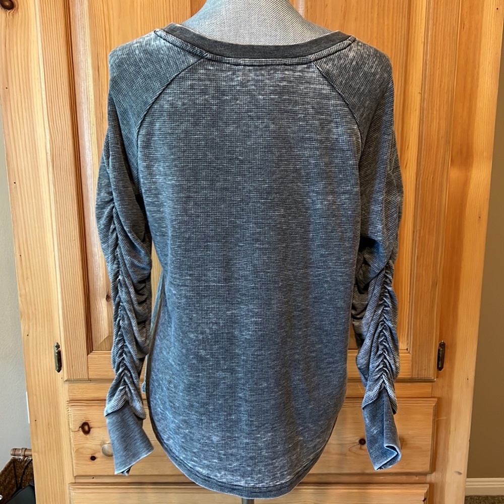 Jane & Delaney Gray Waffle Raglan Long Sleeve T-Shirt M - Picture 4 of 4